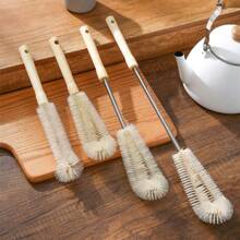 1pc Wood Handle Cup Brush, Long Handled Bottle Cleaning Brush, Kitchen Bottle & Cup Cleaning Tool