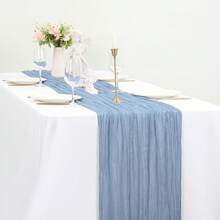 6pcs Light Blue Bohemian Cheese Cloth Table Runner, Sheer Fabric For Wedding, Birthday, Bridal Shower, Party, Banquet, Daily Dining Table Decor - Multicolor - View 9