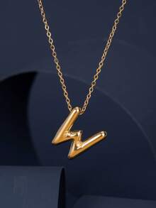 1 件时尚 14K 镀金不锈钢泡泡波西米亚风格 26 个字母 A-Z 吊坠和 26 件铜方晶锆石吊坠，金项链首饰，两种款式可选，适合女性四季日常佩戴 - 彩色 - 查看 16