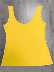 1 件纯色罗纹背心，适合春夏季家居服 - 黃色 - 查看 2
