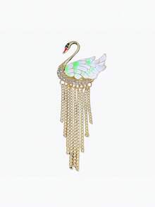 1 件珐琅天鹅流苏胸针，时尚高端翻领花服装配饰，西装装饰，包袋配饰 - A - 查看 7