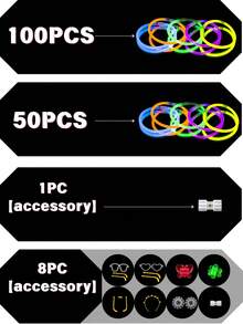 100/50pcs Glow Sticks Party Pack Glow Bracelet Bright Multicolor Light Sticks For Halloween Parties Christmas Celebrations Rave Events, Music Festivals Concerts, Night Clubs Glow Parties New Year Eve Birthday Decorations Pool Parties Carnival Dance Events Raves Parades Nighttime Events Neon Themed Parties Glow In The Dark Accessories Light Up Sticks Chemiluminescent Glowsticks - Multicolor - View 4