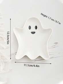 Halloween Ghost Jewelry Tray Ceramic Decorative Display Tray Desk Accessory Jewelry Organizer For Women Storage Organizer Travel Holiday Essential Fall Decor Autumn Halloween - White - View 6