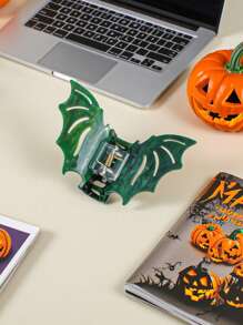1 Stück neue Acryl Halloween Serie mit schräger Haar Klemme Fledermaus Muster Design, einzigartige und lustige Haarspange geeignet für tägliche Feiertagspartys als Haarzubehör Schönheit Haarklammer