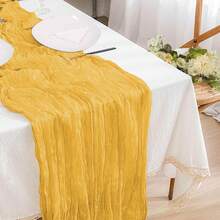 6pcs Light Blue Bohemian Cheese Cloth Table Runner, Sheer Fabric For Wedding, Birthday, Bridal Shower, Party, Banquet, Daily Dining Table Decor - Multicolor - View 13