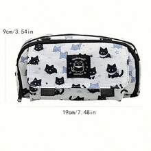 Large Capacity Cute Cat Pencil Case With Multi-Functional Storage Layout And Separate Compartments, Polyester Fabric, Soft And Snug Interior, Ideal Back To School Gift, Compact Small Size Designed For Students And Everyday Travel, Cat-Themed Organizer Box For Pencils, Pens, Erasers, Ruler, And Small Accessories, Practical Portable Storage Solution That Makes Organization Effortless And Stylish - Multicolor - View 3