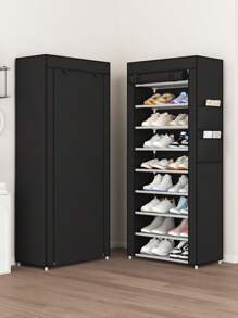 带盖鞋架，5-10 层高鞋架，大容量鞋架，节省空间，适用于衣柜、玄关、宿舍、卧室 - 彩色 - 查看 1