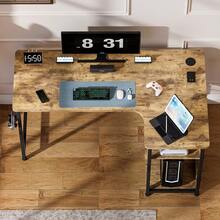 L Shaped Gaming Desk With Power Outlets Corner Computer Desk 110x80CM With Shelves Headphone Hook PC Table Workstation For Home Office Bedroom