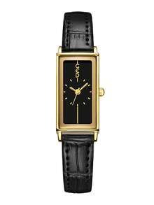 1 szt. damski zegarek w minimalistycznym stylu vintage, elegancka prostokątna tarcza, modne złote wskazówki, swobodny i szykowny damski zegarek na rękę, wodoodporny, luksusowy kwarc, odpowiedni do szkoły, na imprezę, do pracy, w podróży i na co dzień - Czarne - Zobacz 13