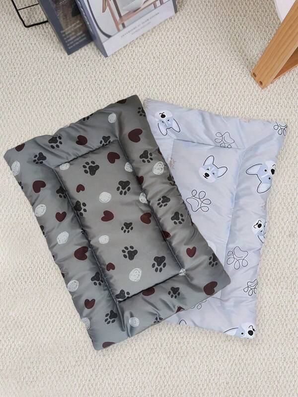 1 pieza Colchoneta para dormir de 4 estaciones rectangulada y acolchada, con diseño lindo de perro y gato, cómoda y transpirable, ideal para piso, jaula o sofá. Disponible en varios tamaños y colores, 2XL apto para perros grandes. Un regalo perfecto para tu mascota querida.