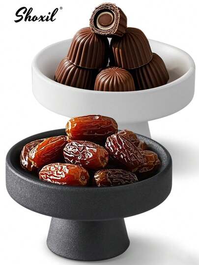 shoxil 1 pièce Bol à dessert en céramique à large ouverture et pied bas/Assiette à fruits secs/Plat à collation/Bol à glace