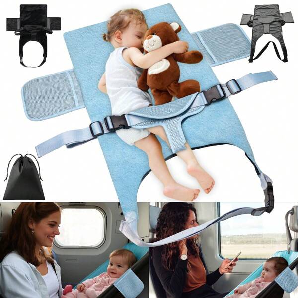 Toddler Airplane Bed, Portable Baby Airplane Seat Extender, Baby Portable Airplane Bed Footrest With Triangle Seat Belts, Essential Travel Items For Babies Aged 1-3