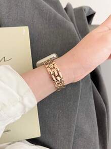 1 Stück Modisches Charm Armband Metallarmband kompatibel mit Apple Watch 40mm 38mm 41mm 42mm 44mm 45mm 46mm 49mm, verschlungene Gliederkette mit Kristallen, Edelstahl Armband kompatibel mit Apple Watch Series Ultra 3/2/1 11 10 9 8 7 SE3 6 5 4 3 2 1, Smartwatch Ersatzarmbänder Zubehör