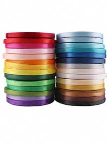 1 Roll 0.6cm Wide Satin Ribbon, Rainbow Ribbon, Gift Wrapping Ribbon, Polyester Woven Ribbon, Creative DIY Decorative Tying Ribbon, Woven Fine Cake Packaging Material Bow Ribbon, Suitable For Women, Weddings And Other Occasions - Multicolor - View 5