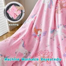 A Pink Children's Blanket That Glows At Night, Flannel Covered Blanket, Suitable For Children's Beds, Sofas, Travel Blankets, And Holiday Gifts For Children.