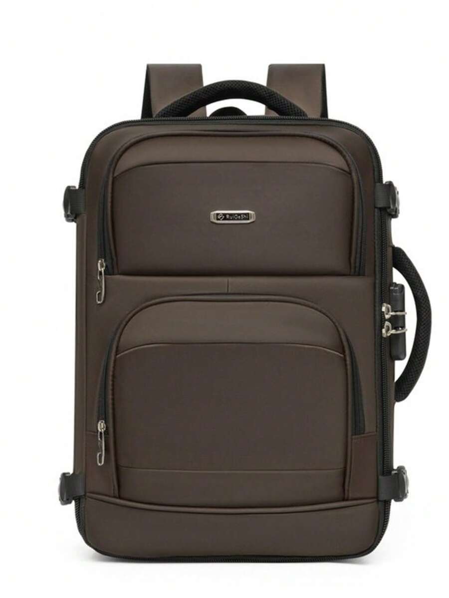 Korean Version Waterproof Men's Backpack High School Students Large Capacity Travel Leisure Business Computer Bag With Password Lock - Brown - View 1