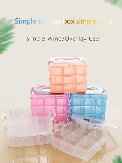 1pc 3-Layer Transparent Plastic Storage Box, Jewelry Box, Trinket Box, Storage Cabinet, Storage Container, White, Easter Elements, Suitable For Cosmetics, Jewelry, Toys, Socks, Etc., With Handle, Multi-Compartment, Electronic Components, Screws, Accessories, Tool Sorting Grid, Dust-Proof, Large Capacity, Hair Accessories, Earrings, Necklaces, Beads, Craft Supplies Box, Valentine's Day Gift, Christmas Gift, Back To School Gift