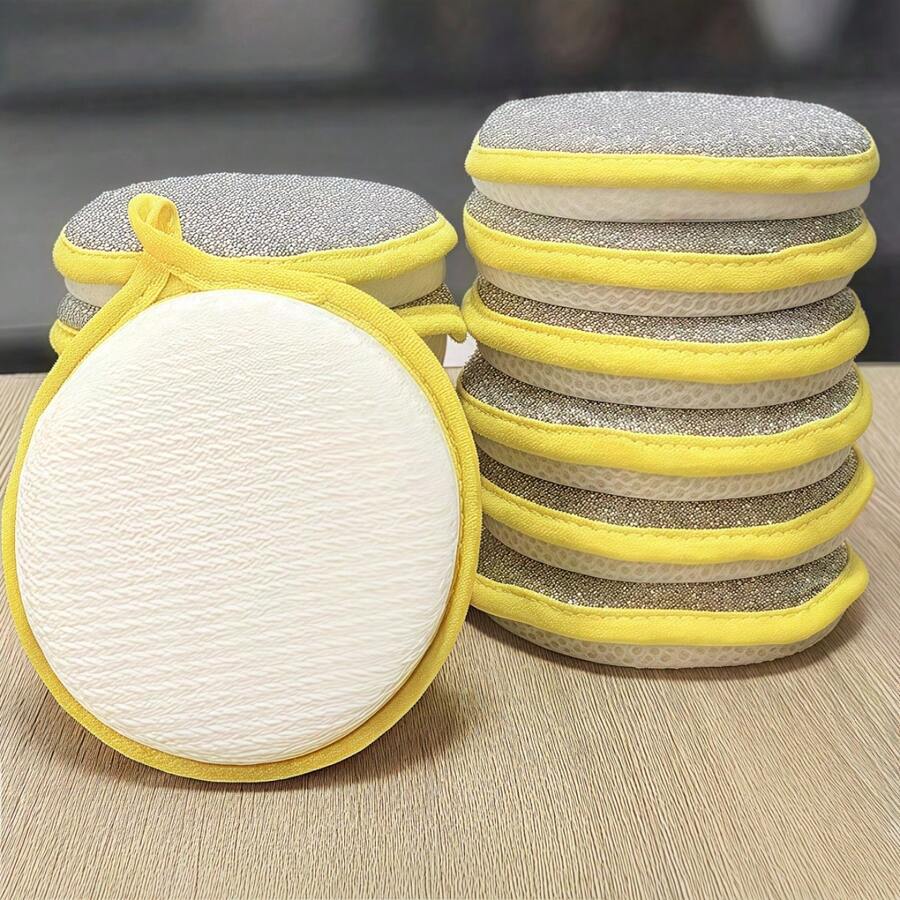 1 pieza Esponja de doble cara para lavar platos, cepillo de cocina, utensilio para limpiar ollas, paño de limpieza doméstica, paño antiadherente para limpiar aceite, estropajo de alambre de acero