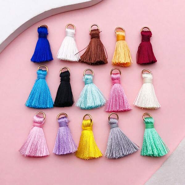 10/15 piezas de borlas mini coloridas - Accesorios de manualidades DIY para pendientes etéreos, pulseras y encantos soñadores para bolsos