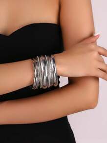 9 Peças Conjunto de Pulseiras Bracelete de Cristal Texturizado da Moda, Adequado para Uso Diário