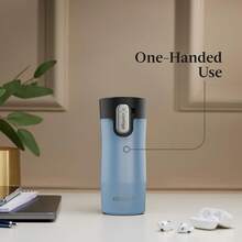 Contigo AUTOSEAL West Loop - Taza de viaje de acero inoxidable aislada al aspiradora con tapa fácil de limpiar, 12 onzas, perla esmerilada de sal - Perla helada glaciar - Ver 6