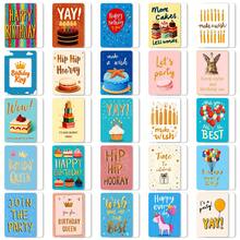 50 Stücke buntes Geburtstagskarten Set, lebendige Grußkarten mit Geburtstagstorte, Luftballons & Tier Illustrationen für Frauen, Männer, Freunde, Geburtstagsgrüße zum Anfeuern, Party Geschenke, DIY Scrapbooking & Social Media Requisiten für Einschulung, Halloween, Weihnachten