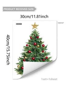 1 pieza Pegatinas decorativas de Papá Noel, árbol de Navidad, bolas de colores, muñeco de nieve, adecuadas para decorar la habitación, el hogar, la pared, el baño, el dormitorio, la sala de estar y la cocina, decoración del hogar, decoración de la habitación, decoración de invierno