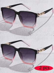 1 buc ochelari de soare pentru femei, cu aspect pătrat și gradient, stil retro, minimalist, versatili pentru exterior, vacanță, călătorii, pentru vacanță de vară la plajă, exterior, ochelari de soare de călătorie, cu lanț, stil elegant, ramă pătrată supradimensionată