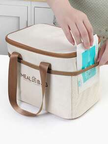 四层隔热午餐袋、保温袋、防水铝箔午餐手提袋，适用于工作、学校、野餐、户外活动、家居装饰、派对和圣诞节收纳 - 彩色 - 查看 6