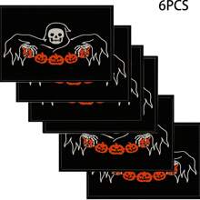 1/4/6件万圣节系列餐垫，主要属于万圣节，节日餐垫，适合派对厨房餐厅装饰，防滑耐热，万圣节快乐餐垫农舍室内厨房餐桌装饰家庭派对，适用于厨房餐桌，室内/室外可洗餐垫可擦拭桌垫。
