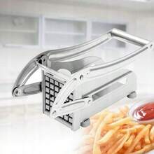 Potato Chipper And French Fry Cutter Includes Two Stainless Steel Sharp Blades, Chip Cutter With Suction Base, Options And No-Slip Suction Base. Potato Chipper Chip Cutter, Professional Stainless Steel French Fries Cutter, Multifunctional Manual Potato Slicer With 36/64 Holes Spare Blades For Potato Carrots Cucumbers Onions Veggies. - Silver - View 9