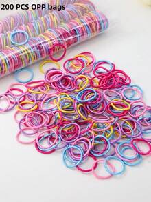 200/300 piezas Lazos de pelo elásticos de colores múltiples, alta elasticidad, moda minimalista, adecuados para coleta, duraderos y no dañinos, fáciles de usar a diario - Multicolor - Ver 7