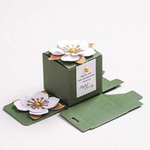 5PCS/10PCS Forest Green Wedding Packaging Box Gift Packaging Gift Box Empty Box Holiday Three-Dimensional Flower Design