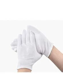 3双白色工作手套，礼仪防护手套，建筑工地耐用手套秋季配饰 - 白色 - 查看 2