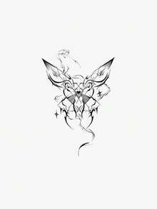 1pc Y2K Style Black Ink Butterfly, Star, Blade Temporary Tattoo Sticker, Waterproof Sweat-Proof Washable Faux Tattoo For Arm, Shoulder, Suitable For Fashion People