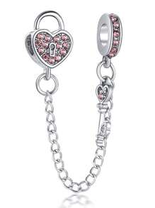 1pc Fashionable Personalized Silver, Gold, Rose Gold Multi-Element Heart Charm, Suitable For DIY Bracelet, Bangle, Anklet, Safety Chain Pendant - Chain - View 33