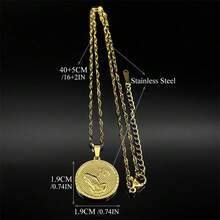 Collar con colgante de medalla de oración cristiana para mujeres y hombres, de acero inoxidable color oro, joya religiosa amuleto, regalo - collar - Ver 4