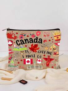 Borsa cosmetica a tema canadese, un must-have per un viaggio in Canada, una borsa da viaggio compatta, un regalo a tema canadese, un organizer portatile per articoli da toeletta, un must-have per viaggi, vacanze, attività lavorative, fitness e all'aperto, una borsa pieghevole leggera con cerniera e grande capacità, borsa da viaggio per articoli essenziali, per la scuola, le vacanze, il ritorno a scuola, cosmetici, borsa da viaggio per donne