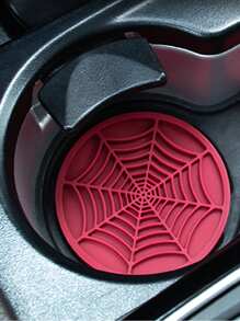 4PCS-Spider Web Car Coasters For Cup Holders, Halloween Funny Non-Slip Silicone Insert Ornaments Coasters, Automotive Cupholder Goth Accessories For Men & Women