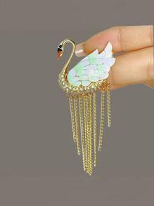 1 件珐琅天鹅流苏胸针，时尚高端翻领花服装配饰，西装装饰，包袋配饰 - A - 查看 4