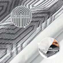 Beige And Black% Blackout Geometric Pattern Curtains, 52 Inch Wide 96 Inches Long 2 Panels, Thermal Insulated Noise Reducing Anti-Rust Grommet Drapes Bedroom Living Room,, Modern Style, Energy-Efficient - 灰色和銀色 - 查看 6