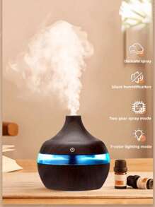 Wood Grain Humidifier With Night Light, USB Powered, Suitable For Bedrooms And Offices, Atomization Mode, Maximum Humidity 300ml/H, Applicable Area 10-20㎡, Touch Control Operation, Silent Operation, Bedroom Humidifier, Simple Design, Natural Beauty, Quiet Operation - Multicolor - View 12