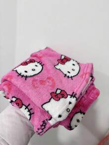 Sanrio 1pc Licensed By Sanrio Cute Hello Kitty Soft Plush Cartoon Thick Fluffy Pajama Pants, (Due To Size Differences Between Countries, Please Refer To The Size Chart And Purchase A Suitable Larger Size), Christmas