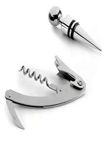 Wine Accessories Kit: 2-Piece Stainless Steel Wine Opener And Reusable Cork - Plateado - Ver 5