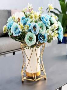 轻奢花瓶铁艺花瓶摆件，陶瓷花瓶铁艺玻璃花瓶，现代艺术花瓶创意家居客厅家装餐厅浪漫烛光晚餐道具，适用于插花，家居装饰，花瓶，餐桌摆设，生日，毕业典礼，水培花瓶，节日气氛装饰，餐桌摆设，派对装饰 - 金色 - 查看 8