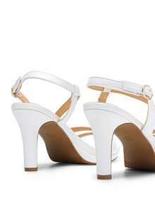 Women's Strappy Heels High Heeled Sandals Platform Open Toe Comfortable Arch Support Foam-Padded Forefoot Dressy Shoes With Adjustable Ankle Strap - 白色 - 查看 3