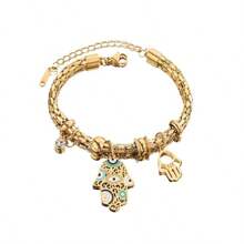 1 件油眼棕榈不锈钢手链适合女士日常佩戴