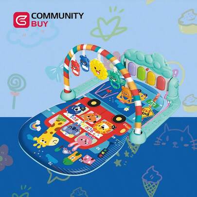 Jueguete para bebés: columpio fitness con piano musical de pedal, alfombra de juegos, piano de pedal para bebés, juguete para neonatos y niños pequeños de hasta 36 meses