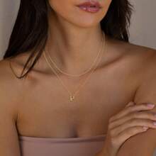 2pcs/Set 26 Letter Necklace & Clavicle Chain, Copper Material, Delicate & Minimalist Design, Suitable For Commuting, Women Accessories