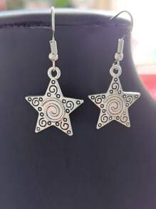 一对复古五角星耳环，圣诞节